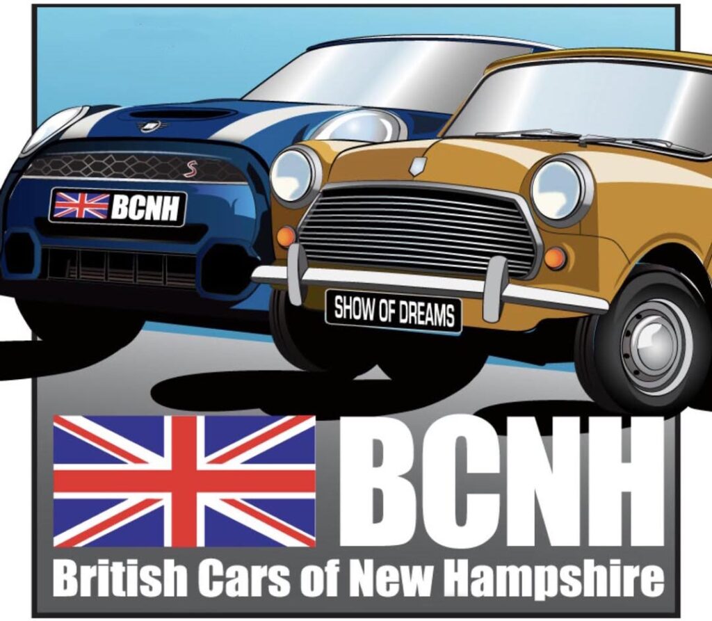 British Motorcars of New Hampshire - Show of Dreams 2025 Illustration of a new mini and a classic mini